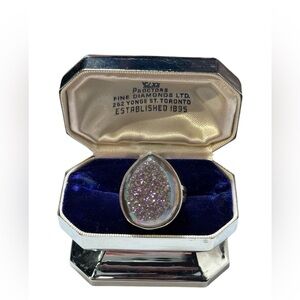 Sajen sterling silver 925 purple Druzy tear drop ring Bali